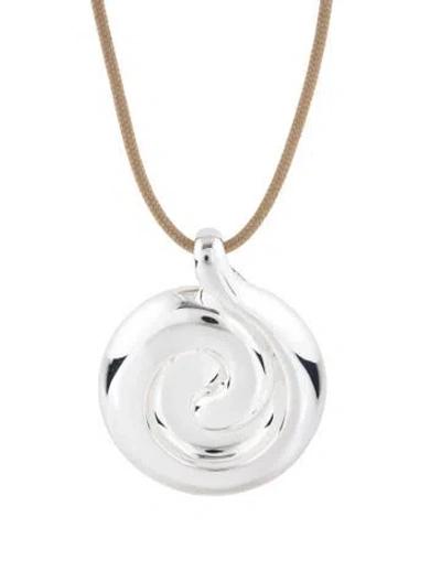 Pre-owned Jenny Bird Nico Mirror Pendant Rope Necklace, 32" In Neutrals