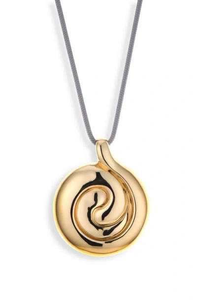 Jenny Bird Nico Mirror Pendant Rope Necklace In High Polish Gold