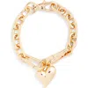 Jenny Bird Padlock Heart Charm Chain Bracelet In High Polish Gold