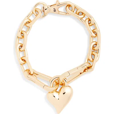 Jenny Bird Padlock Heart Charm Chain Bracelet In High Polish Gold