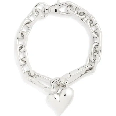 Jenny Bird Padlock Heart Charm Chain Bracelet In High Polish Silver