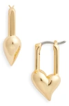 Jenny Bird Padlock Heart Huggie Hoop Earrings In High Polish Gold