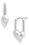 Jenny Bird Padlock Heart Huggie Hoop Earrings In High Polish Silver
