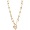 Jenny Bird Padlock Heart Pendant Chain Necklace In High Polish Gold