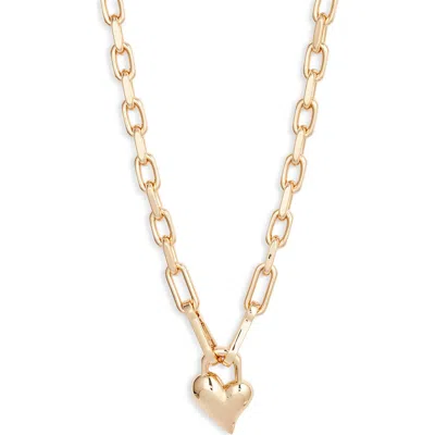 Jenny Bird Padlock Heart Pendant Chain Necklace In High Polish Gold