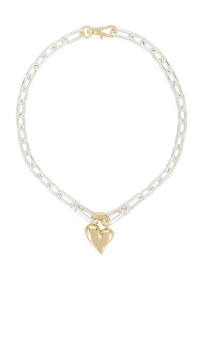 Jenny Bird Padlock Heart Pendant Necklace In White
