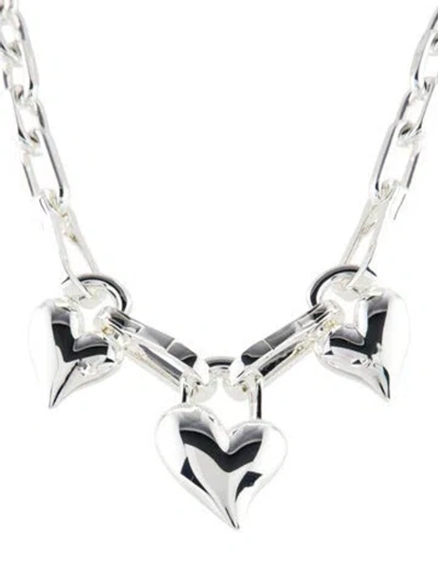 Pre-owned Jenny Bird Padlock Triple Heart Pendant Necklace, 18" In Multi