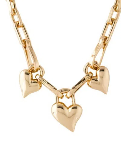 Pre-owned Jenny Bird Padlock Triple Heart Pendant Necklace, 19" In Multicolor