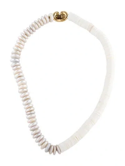 Pre-owned Jenny Bird Pearl & Shell Petra Necklace, 17" In Multicolor