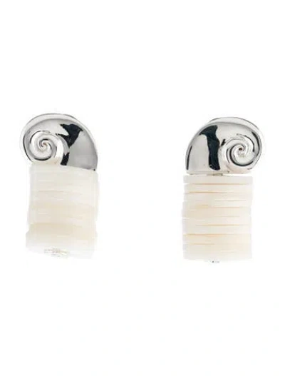 Pre-owned Jenny Bird Pearl Oddette Drop Earrings In White