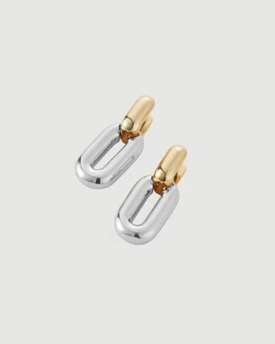 Jenny Bird Puffy Detachable Link Earrings Two-tone In Silver