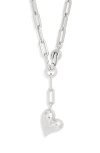 Jenny Bird Puffy Heart Charm Paper Clip Chain Necklace