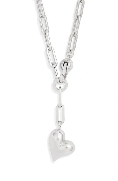 Jenny Bird Puffy Heart Charm Paper Clip Chain Necklace