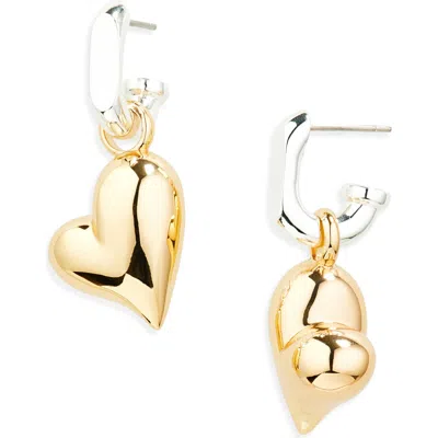 Jenny Bird Puffy Heart Drop Huggie Hoop Earrings In Multi