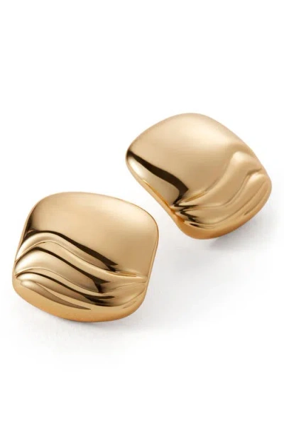 Jenny Bird Rue Statement Button Earrings In Gold