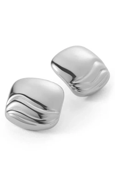 Jenny Bird Rue Statement Button Earrings In Silver