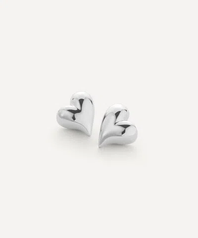 Jenny Bird Silver-plated Art Heart Symmetrical Button Stud Earrings