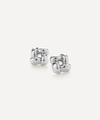 Jenny Bird Silver-plated Woven Square Stud Earrings