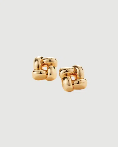 Jenny Bird Small Woven Square Earrings In Gold