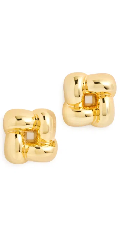 Jenny Bird Small Woven Square Earrings High Polish Gold