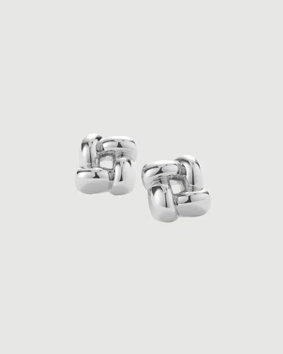 Jenny Bird Small Woven Square Earrings Silver In Metallic