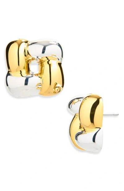 Jenny Bird Small Woven Square Stud Earrings In Gold