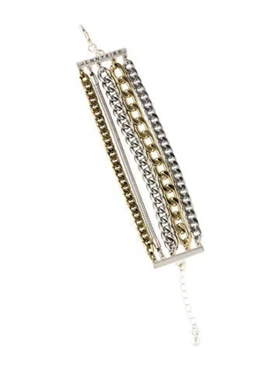 Pre-owned Jenny Bird Two Tone Multi Strand Link Bracelet, 8.75" In Multicolor