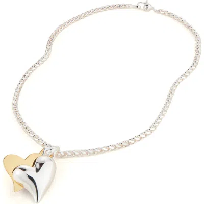 Jenny Bird Two Tone Twin Heart Pendant Necklace In Gold