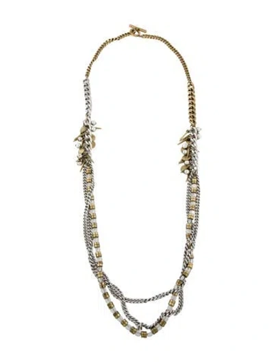 Pre-owned Jenny Bird Two-tone Bead Triple Chain Multistrand Necklace, 34" In Transparent