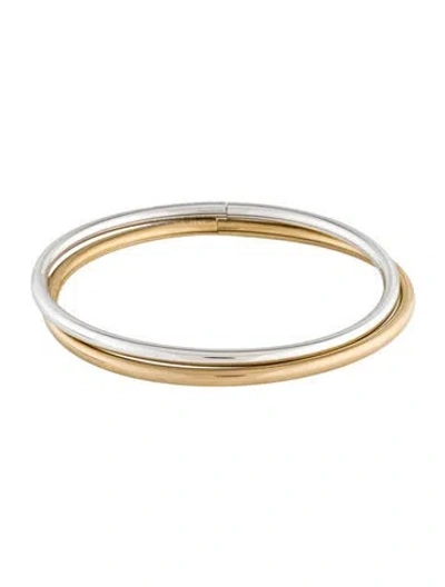Pre-owned Jenny Bird Two-tone Dane Bangle Bracelets, 6.75" In Multi