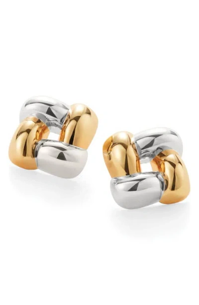 Jenny Bird Two-tone Woven Square Earrings In Red