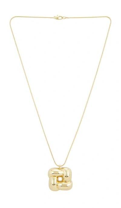 Jenny Bird Woven Square Pendant Necklace In Gold