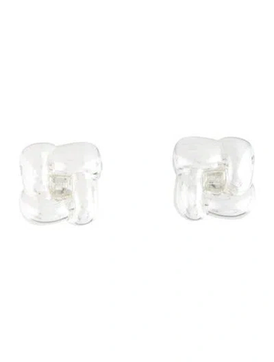 Pre-owned Jenny Bird Woven Square Small Earrings In Multicolor