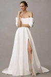 Jenny By Jenny Yoo Cassie Off-the-shoulder A-line Taffeta Wedding Gown In White