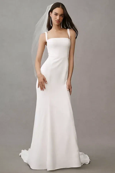 Jenny By Jenny Yoo Hayden Sleeveless Column Crepe Wedding Gown In White
