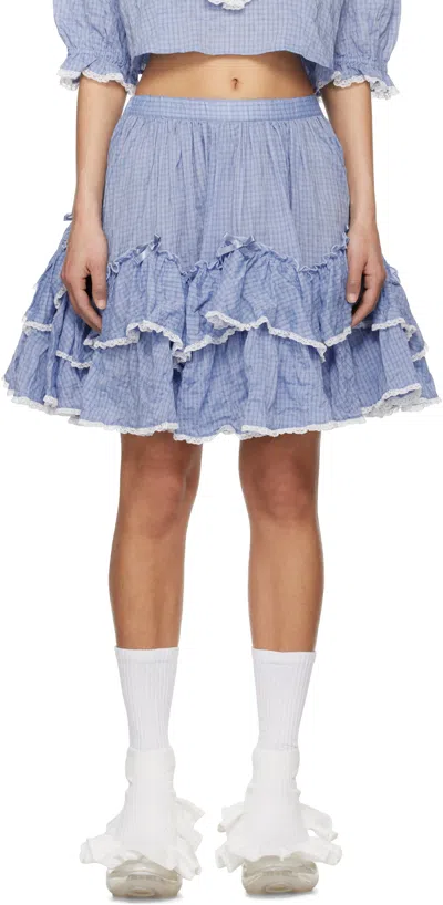 Jenny Fax Blue Cotton Lolita Miniskirt