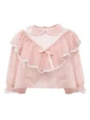 Jenny Fax Ruffled Lace-trimmed Blouse In Pink