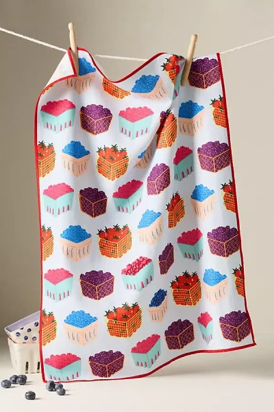 Jenny Koland Berry Basket Dish Towel In Multi