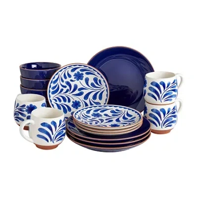 Jenny Martinez 16-pc. Stoneware Dinnerware Set In Blue