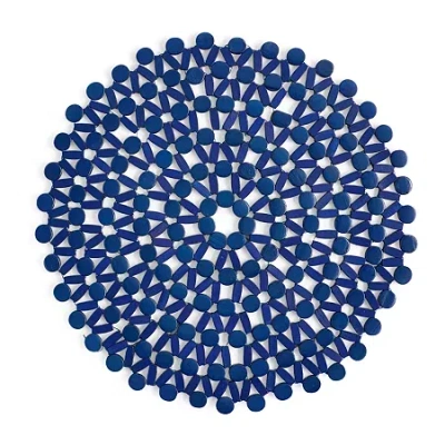 Jenny Martinez Wood Beaded Placemat In Blue