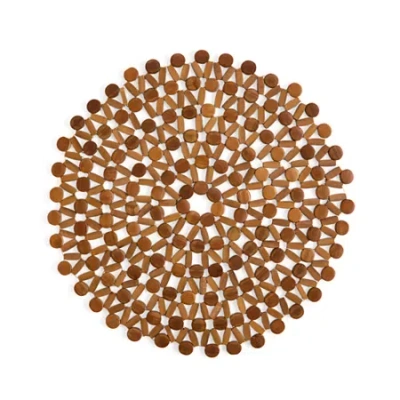 Jenny Martinez Wood Beaded Placemat In Brown