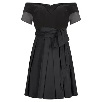 Pre-owned Jenny Packham 1980s  Velvet And Silk Taffeta Dress In Black