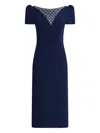 Jenny Packham Adeline Embellished Short-sleeved Midi Dress In Blue