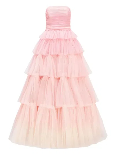 Jenny Packham Adore Tiered Bow Gown In Pink