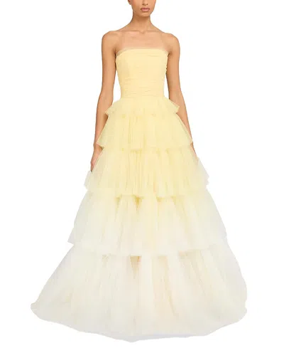Jenny Packham Adore Tiered Bow Gown In Yellow