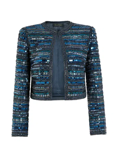 Jenny Packham Alma Beaded Jacket In Blue