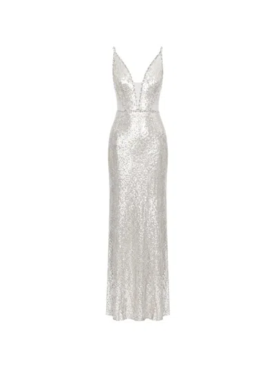 Jenny Packham Amara Maxi Dress In Silver