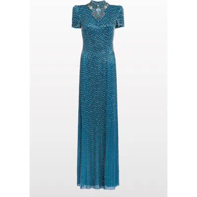 Jenny Packham Amber Embellished Maxi Dress In Blue