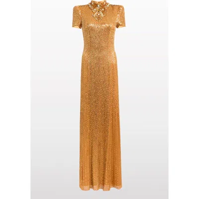 Jenny Packham Amber Embellished Maxi Dress In Orange