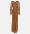 Jenny Packham Anja Embellished Gown In Metallic